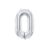 Balon folie cifra 0 argintiu 86 cm