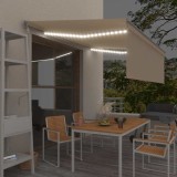 Copertină automată cu stor&amp;senzor v&acirc;nt&amp;LED, crem, 4x3 m