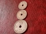 Set 3 monede 10+25+50 ore 1939 (tiraje mici),Norvegia. Discount de 10 % pentru comenzi de minimum 150 de lei.