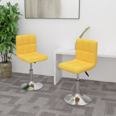 vidaXL Scaune de bucătărie pivotante, 2 buc., galben, textil foto