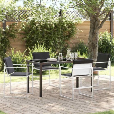 vidaXL Set de masă pentru grădină Manual 5 pcs Alb 140 x 70 x 73 cm 3379339 foto