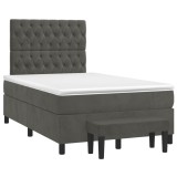 Cumpara ieftin Pat box spring cu saltea, gri inchis, 120x190 cm, catifea