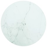 vidaXL Blat masă, alb, &Oslash;30x0,8 cm, sticlă securizată, design marmură