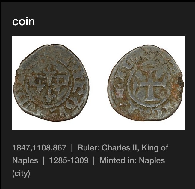 Italia denar (1285-1309) argint Carol ll ( Carol Schiopu)