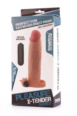 Pleasure X-Tender - Manșon prelungitor penis cu vibrații, 21 cm foto