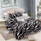 Lenjerie pat dublu,bumbac finet,6 piese cu elastic,alba neagra dungi-A066