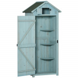 Magazie de Gradina Outsunny, din Lemn Impermeabila, 77x54,2x179cm, Albastru | Aosom Romania