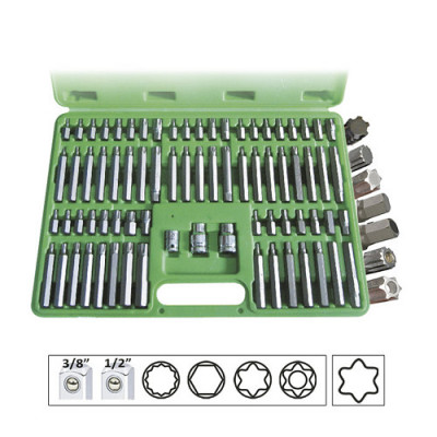 TRUSA SPECIALA CAPETE SURUBELNITA 74 PIESE PT. SURUBURI RIBE. 12 FETE. TORX. TORX INV.. HEXAGONAL foto