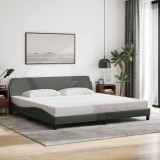 vidaXL Cadru de pat cu tăblie, gri &icirc;nchis, 200x200 cm, textil