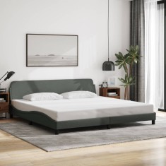 vidaXL Cadru de pat fără saltea, gri &icirc;nchis, 200x200 cm, textil