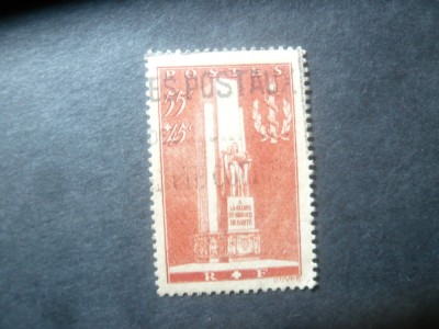Serie 1 valoare Franta 1938 - Monumentul eroilor sanitari , stampilat foto