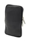 Gentuta de umar pentru telefon Gina Monti din piele naturala, 18x10 cm, Negru, Rosu