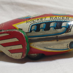 Jucarie veche din tabla litografiata cu frictiune Racheta - Rocket Racer