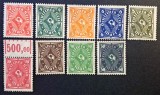 Germania / Republica Weimar (1922&ndash;1923) "Cornul Poștal" (3 Mark - 50 Mark) Timbru 10 Mark cu Margine și Sumă "500,00" (MINT / Neștampilat) CLK1