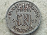 MAREA BRITANIE-6 PENCE 1947, Europa, Cupru-Nichel