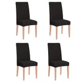 Set 4 huse universale pentru scaun, marime universala, poliester si spandex, 45 x 60 cm, negru Household NewTrend