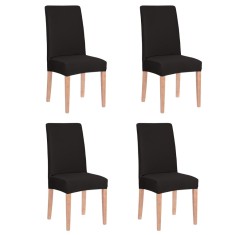 Set 4 huse universale pentru scaun, marime universala, poliester si spandex, 45 x 60 cm, negru Household NewTrend