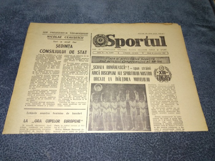 ZIARUL SPORTUL 30 OCTOMBRIE 1984