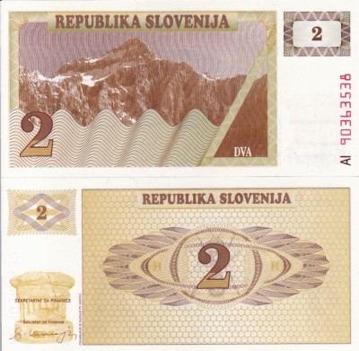 SLOVENIA 2 tolar 1990 UNC!!! foto