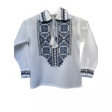 Cumpara ieftin Camasa Traditionala de Baieti Alba cu Motiv Geometric Albastru - ITB36