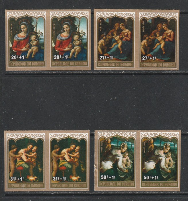 Burundi 1979 - Craciunul &quot;Fecioara cu Pruncul&quot; Supratipar x2 4v NEDANTELATE MNH