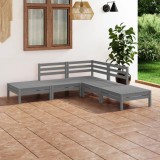 Cumpara ieftin Gossi set mobilier de gradina, 5 piese, gri, lemn masiv de pin
