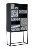 Dulap 4 usi 6 sertare lemn negru alb Janesh 180 cm x 40 cm x 85 h
