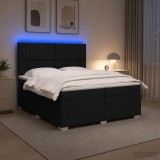 Cumpara ieftin Pat cu arcuri LED si saltea Negru 200 x 200 cm Tesatura