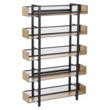 Raft pardoseala fier negru mdf laminat stejar Kilis 120x30x180 cm
