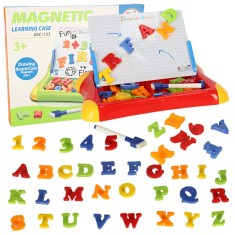 Tabla Magnetica cu Litere Alfabet, Semne Matematice, Cifre Magnetice, Marker, Scris, Desenat si Sters, Spatiu de Depozitare, Invatare Culori, Jucarii