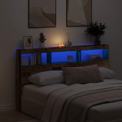 Gossi dulap pentru tablie cu led lemn vechi 180x17x102 cm foto