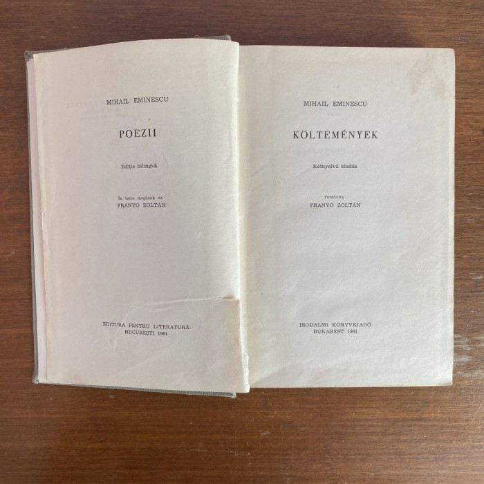 Mihai Eminescu, Poezii, 1961, ediție bilingvă &icirc;n limba maghiară