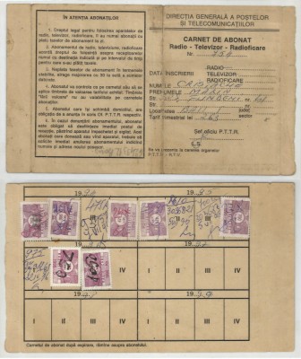 Romania, Carnet de abonat radio-televizor-radioficare, 1994 foto