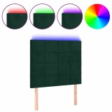 Cumpara ieftin Tablie de pat cu LED, verde inchis, 90x5x118/128 cm, catifea