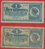 Lot 4 bancnote Austroungare: 1, 2 si 10 koroane