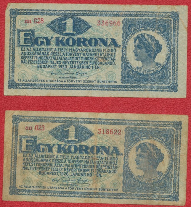 Lot 4 bancnote Austroungare: 1, 2 si 10 koroane