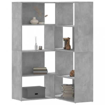 Gossi biblioteca 4 niveluri gri beton 85x85x140 cm lemn prelucrat foto