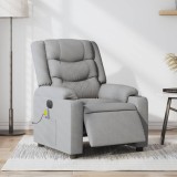 VidaXL Fotoliu electric de masaj rabatabil, gri deschis, microfibră