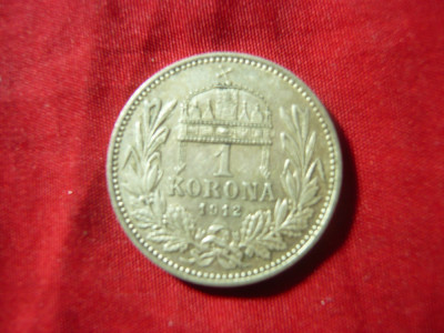 Moneda 1 Koroana 1912 Franz Josef Ungaria,argint ,cal.F. Buna foto