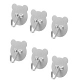Cumpara ieftin Set 6 carlige adezive pentru perete, forma ursulet, otel inoxidabil , fixare puternica, design modern si utilizare multifunctionala