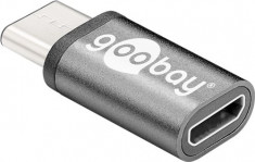 Adaptor micro USB 2.0 (Tip B) &amp;gt; USB-C negru, Goobay; Cod EAN: 4040849566356 foto