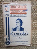 Mihai Eminescu pedagog si revizor scolar Bucuresti 1939 V. Ghetea