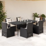 Cumpara ieftin Gossi set mobilier de gradina cu perne, 7 piese, negru, poliratan