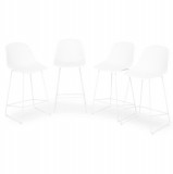 Set 4 scaune bar pentru tesara/gradina Gardenia, 44.5x47.5x95 cm, metal, alb, Maison