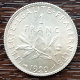 (A1050) MONEDA DIN ARGINT FRANTA - 1 FRANC 1920, SEMANATOAREA, Europa