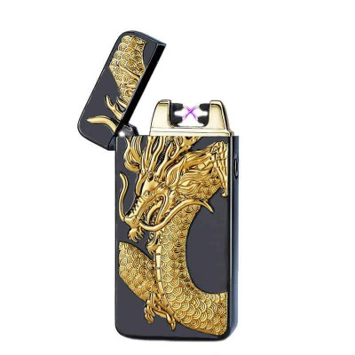 Bricheta electrica Edman 3D relief cu incarcare USB, Black Dragon foto