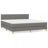 Cumpara ieftin Pat continental cu saltea, gri inchis, 160x200 cm, tesatura
