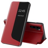 Husa Huawei P30 Pro Eco Leather View flip tip carte, rosu, Techsuit