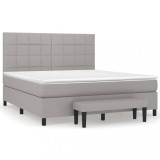 Cumpara ieftin Pat continental cu saltea, gri deschis, 160x200 cm, textil