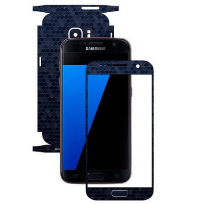 Set Folii Skin Acoperire 360 Compatibile cu Samsung Galaxy S7 - ApcGsm Wraps HoneyComb Blue foto